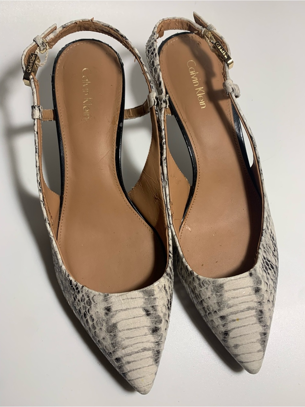 Calvin Klein Snakeskin Slingbacks Size 8.5
